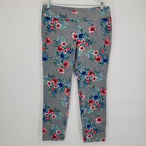 Jules & Leopold Women's Capri Pants Black White Gingham Floral Print Size L
